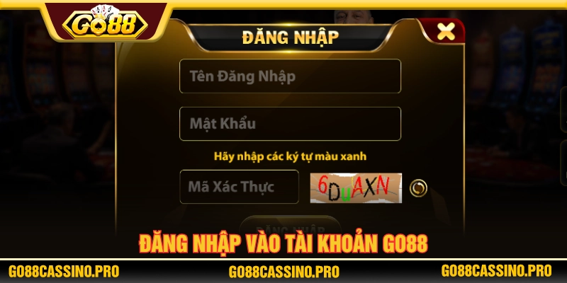 Chọn đăng nhập vào GO88 trước khi yêu cầu nạp tiền